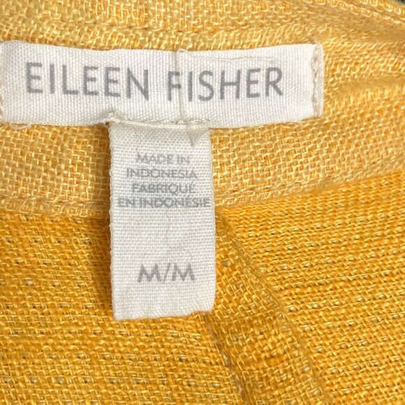 Eileen Fisher Medium M Mustard Yellow 100% Organic Linen Button Front Jacket - Picture 4 of 5